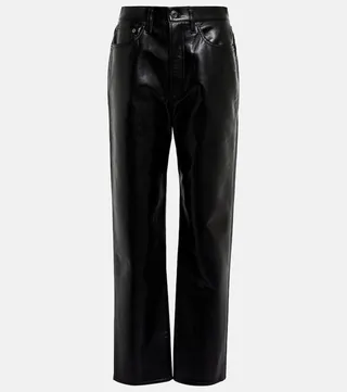 90s Pinch Waist leather-blend pants