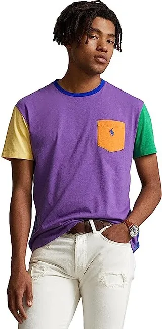Polo Ralph Lauren Classic Fit Jersey Pocket T-Shirt (Purple Multi) Men's Clothing