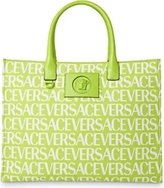 Versace La Medusa Logo Print Canvas Tote