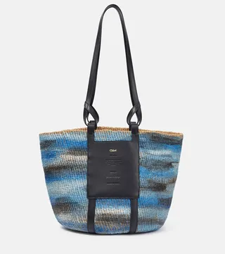 Tie-dye raffia basket bag