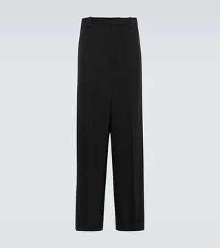 Mid-rise wide-leg twill pants
