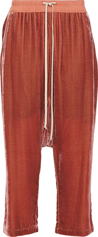 Cropped velvet harem pants