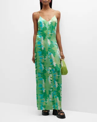 Stretch Satin Maxi Slip Dress