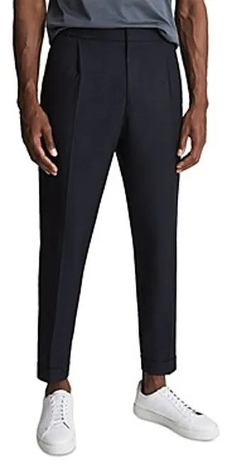 Reiss Brighton Cropped Relaxed Fit Pleated Trousers