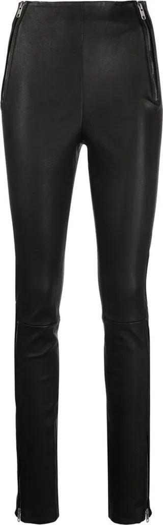 Zip-Detail High-Waisted Trousers