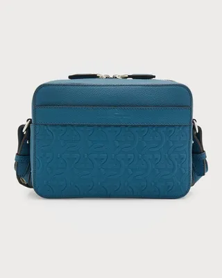 Men's Gancini Embossed Leather Crossbody Bag