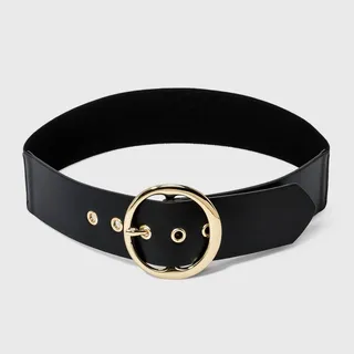 Women's Round Buckle Belt - A New Day™ Black M