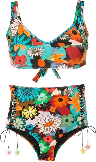 Floral-Print High-Waisted Bikini