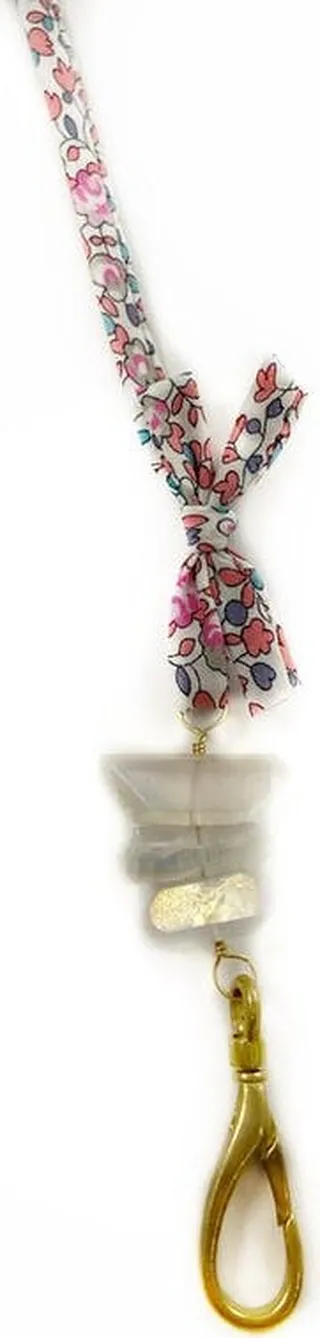 Ariana Ost Kid's Mask Chain - Liberty Floral Fabric And Aura Quartz Healing Crystal