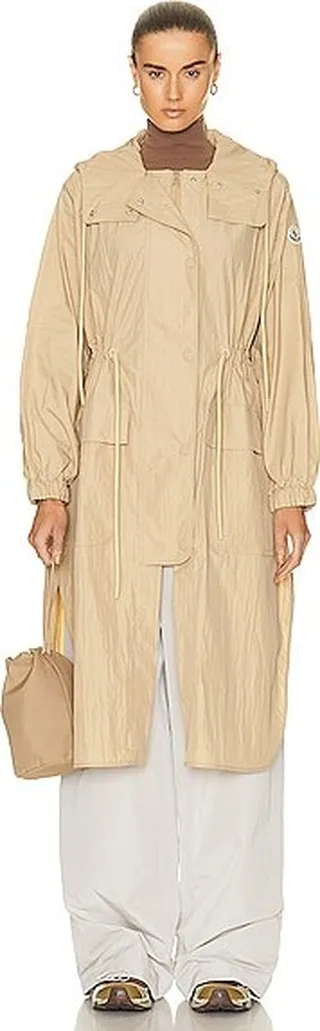 Moncler Sologne Long Parka in Neutral
