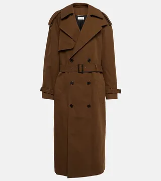 Double-breasted cotton trench coat