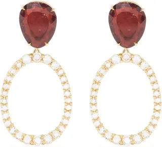 18kt Yellow Gold Tourmaline And Diamond Drop Earrings