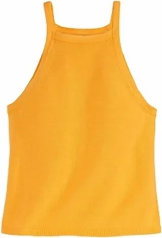 Square Neck Cotton Halter Tank in Marigold