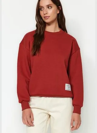 Tile Thick, Fleece Inside, Label Detail, Regular/ Regular Knitted Sweatshirt TWOAW24SW00289.