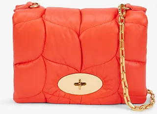 Womens Coral Orange Little Softie Leather Cross-body bag