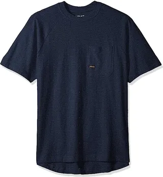 Ariat Men's Rebar Cottonstrong Short Sleeve Crewwork Utility Tee Shirt (Navy Heather) Men's Clothing
