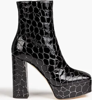 Morgana croc-effect leather platform ankle boots