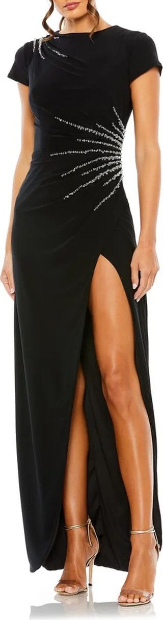 Bead Embellished Sheath Gown