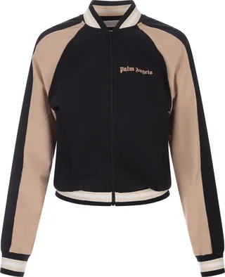 Sporty Bomber Style Jacket In Black And Nude