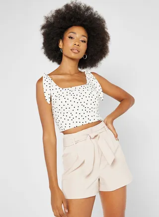Tie Detail Printed Top