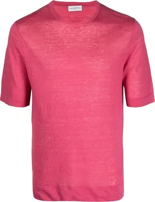 crew-neck short-sleeve linen T-shirt