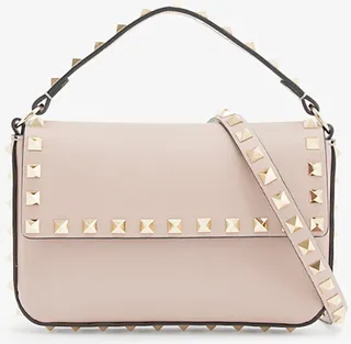 Womens Poudre Rockstud Leather Pouch bag