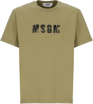 MSGM Logo Printed Crewneck T-Shirt