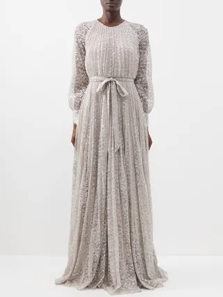 Lindsay Pleated Metallic-lace Down