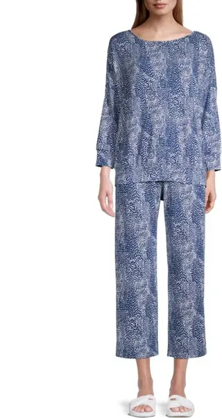 Piper Collection Pajama Set in Blue Print