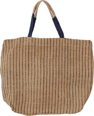 Indigo Stripe Market Shopper Jute Tote