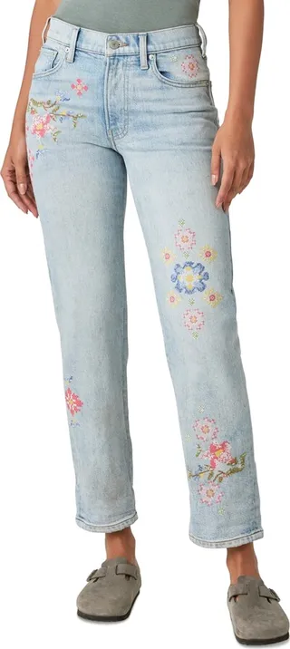 Lucky Brand Women's Embroidered Mid-Rise Boy Jeans