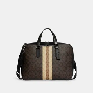 Graham Slim Brief In Blocked Signature Canvas With Varsity Stripe