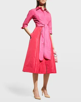Two-Tone Taffeta Shirtdress