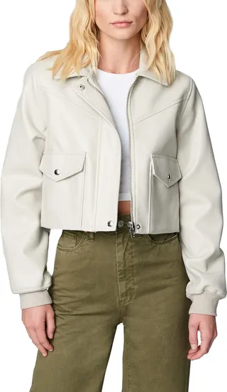 [BLANKNYC] Womens Luxury Clothing Cropped Shirt Jacket