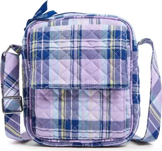 Vera Bradley Women's Recycled Cotton Small Crossbody Bag Amethyst Plaid