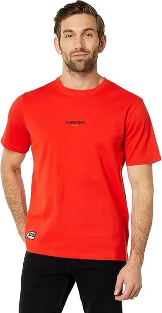 Superdry Code Micro Logo Tee (Bright Red) Men's Clothing