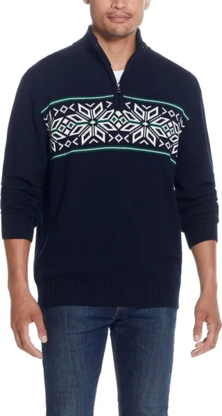 Weatherproof Vintage Men's Quarter Zip Snowflake Sweater