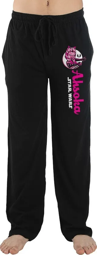 Star Wars Movie Clone Wars Ahsoka Character Mens Black Sleep Pajama Pants-Large