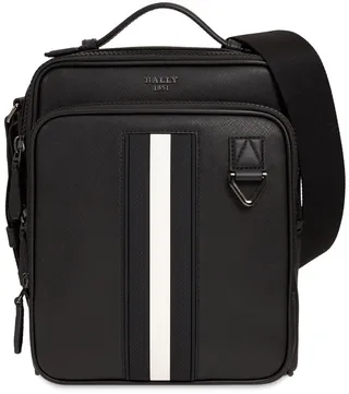 Logo stripe leather crossbody bag