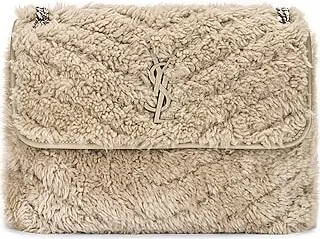 Saint Laurent Medium Shearling Niki Bag in Neutral