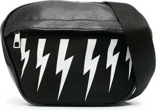 Thunderbolt-print leather belt bag