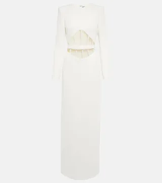 Mesh-trimmed cady gown