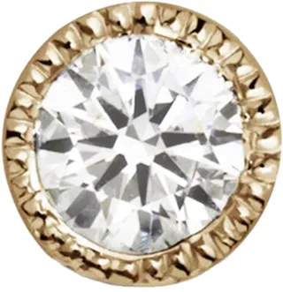 2.5mm Scalloped Diamond Thread Through Yellow Gold Single Earring