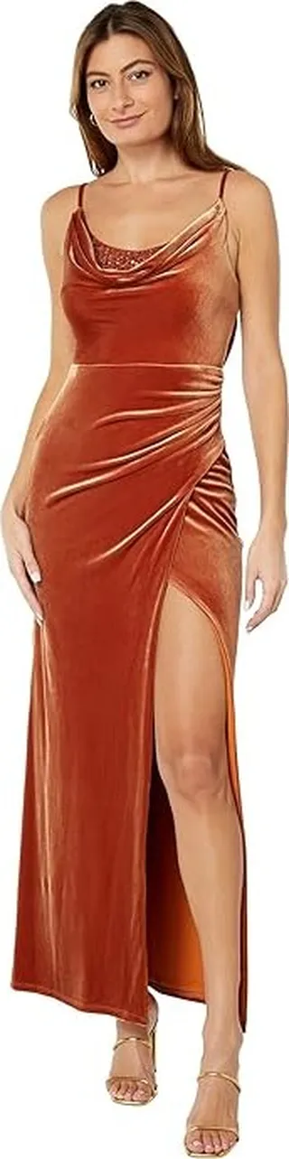 BCBGMAXAZRIA Stretch Velvet Evening Dress (Cinnamon Stick) Women's Dress