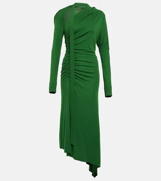 Asymmetric cutout jersey midi dress