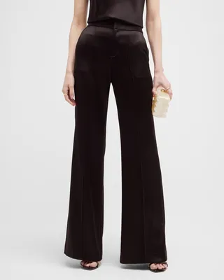 Dylan Satin High-Rise Wide-Leg Pants