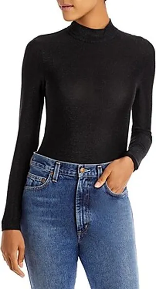 Bardot Lyric Mock Neck Metallic Bodysuit