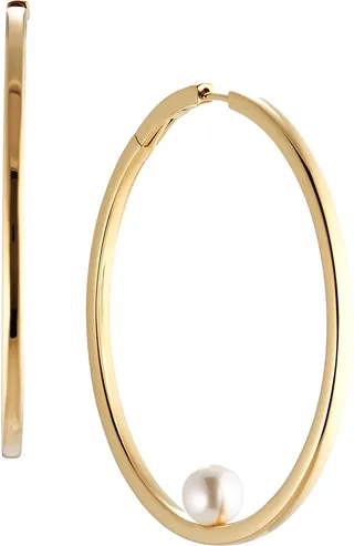 La Vie Imitation Pearl Hoop Earrings