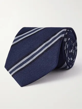 8cm Striped Silk and Cotton-Blend Jacquard Tie