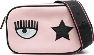 embroidered Eye-motif shoulder bag